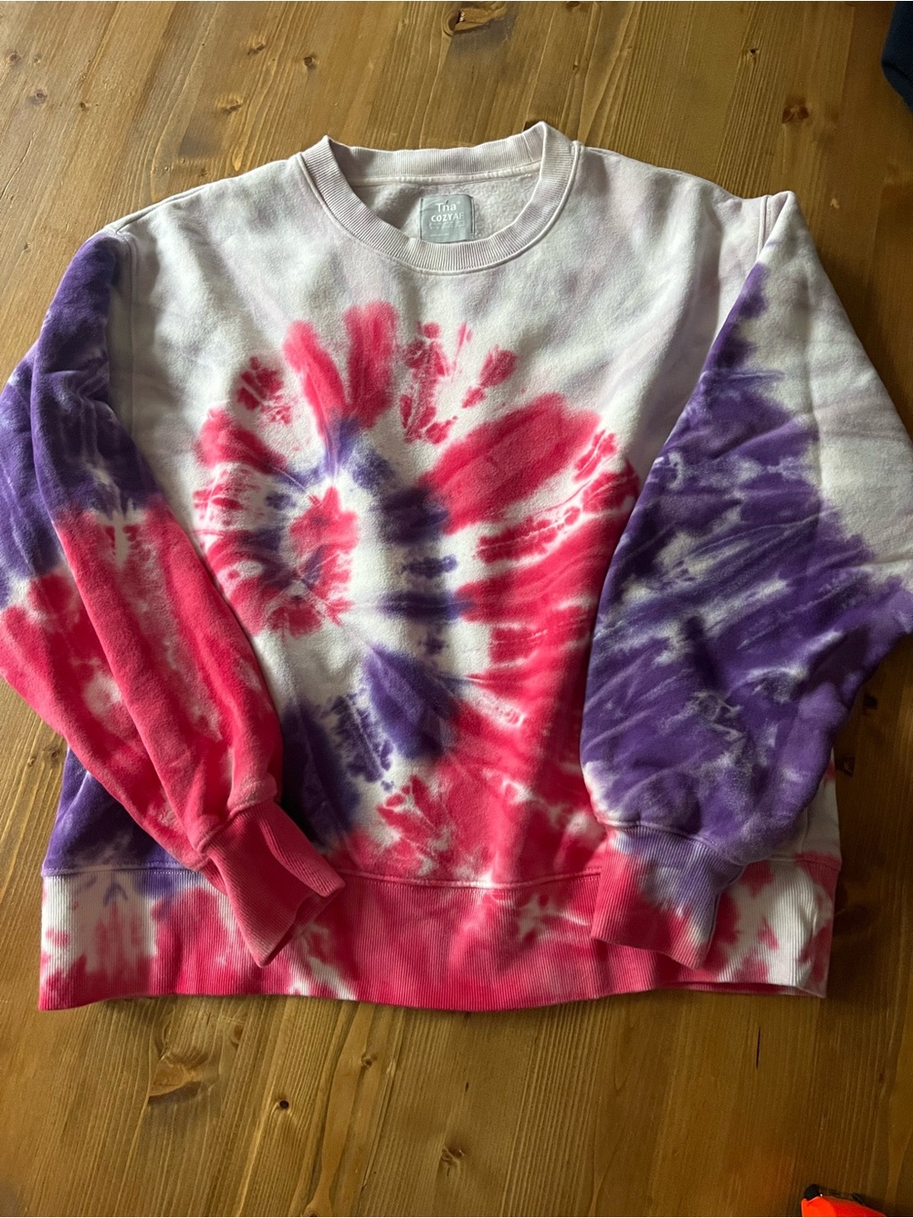 Aritzia Tna Tie-Dye Crewneck Sweatshirt - Pink & Purple